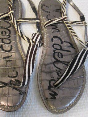 Sam Edelman Gigi T-Strap Animal Print & Leather Thong Sandal Size 7